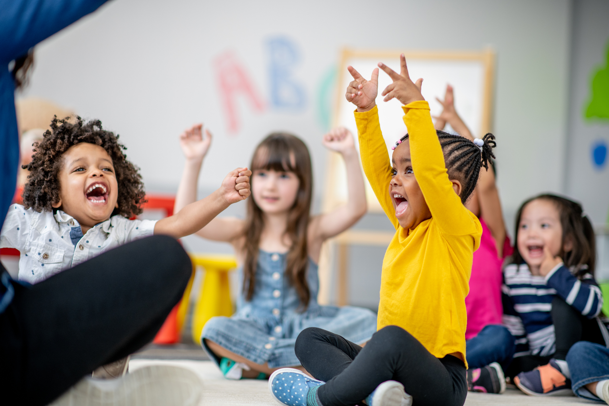 preschool children participating happily in a class