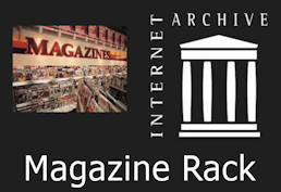 Magazine rack and Internet Archives column building logo